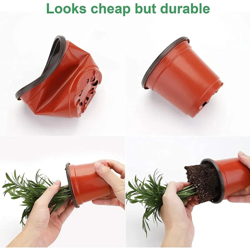 Plant Nursery Pots with Humidity Dome 4 Soft Transparent Plastic Gardening Pot Planting Containers Cups Planter Small Starter S