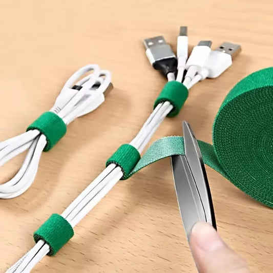 1 Roll Reusable Fastening Tape Cable Ties, Multi-Purpose Cord Organizer, Computer And TV Wire Storage, Data Cable Management Tie