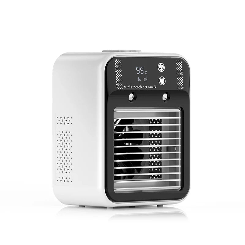 Portable Mini air Conditioner Desktop Fast Water-Cooled Electric Fan Double Jet Ultrasonic Atomization 2 Speed Silent Air Cooler