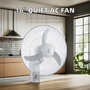 16-Inch Low-Noise AC Wall Fan with Home Remote 5 Plastic Blades Strong Wind Metal Pedestal Home Air Cooling Electric Wall Fan