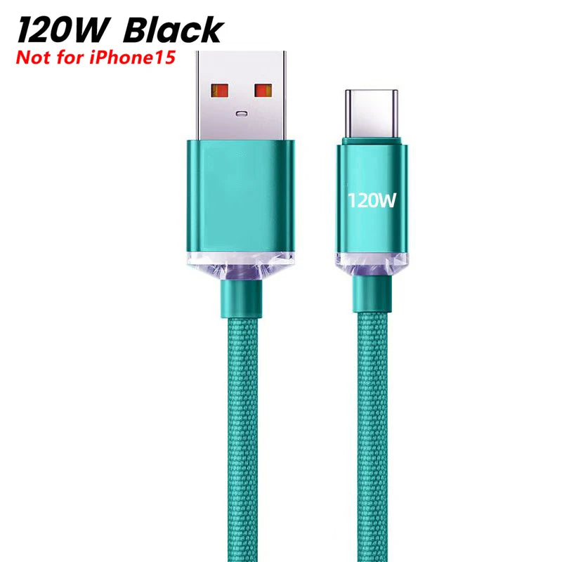 120W PD Type C Cable Super Fast Charger Cord Quick Charge USB C Cables Phone Charger For Samsung Xiaomi Huawei