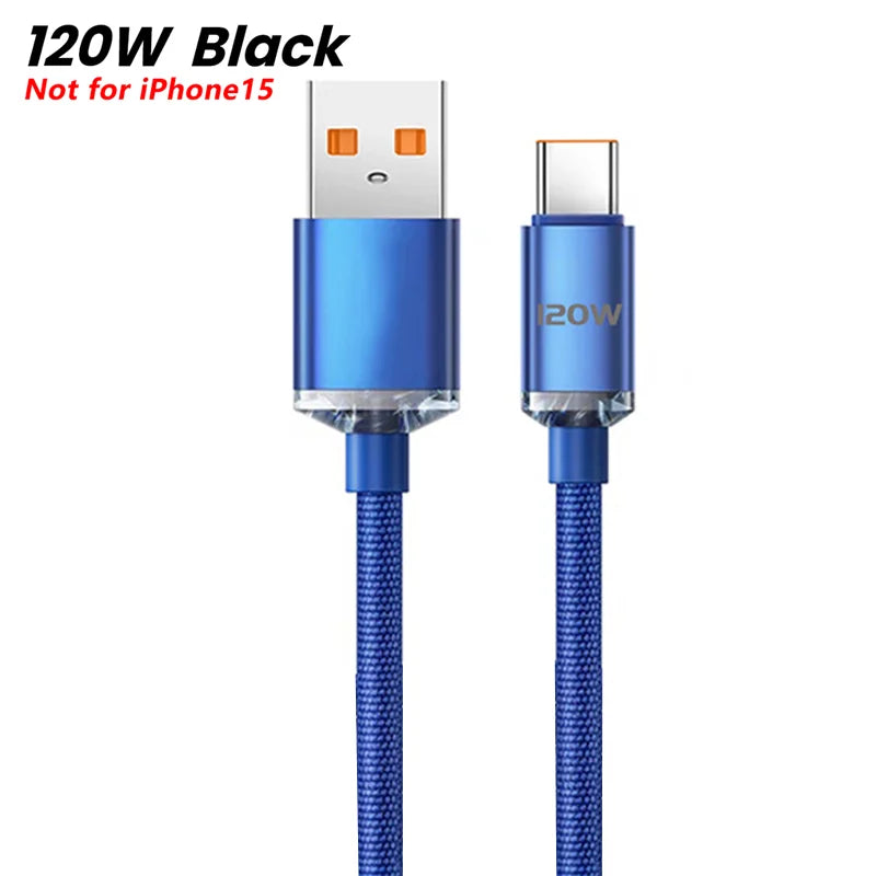 120W PD Type C Cable Super Fast Charger Cord Quick Charge USB C Cables Phone Charger For Samsung Xiaomi Huawei