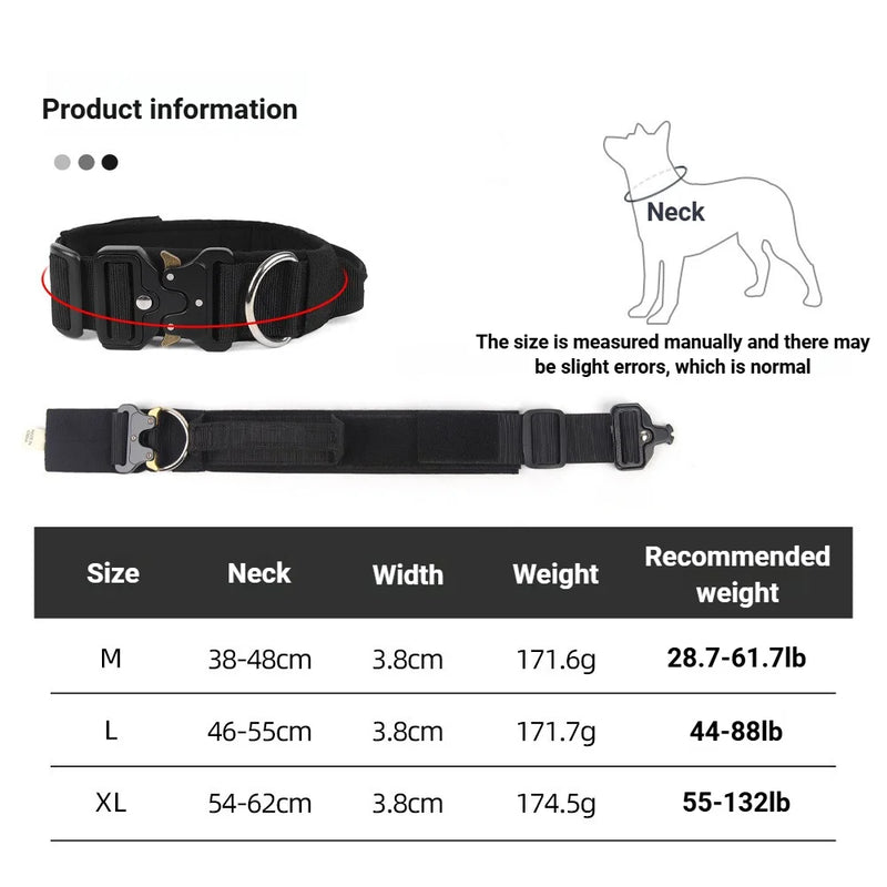 Large Dog Collars Leash Harness Medium Big Collar Durable Tactical Adjustable Training German Shepherd Set Supplies Accessories
