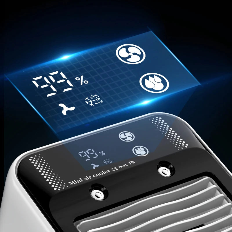 Portable Mini air Conditioner Desktop Fast Water-Cooled Electric Fan Double Jet Ultrasonic Atomization 2 Speed Silent Air Cooler