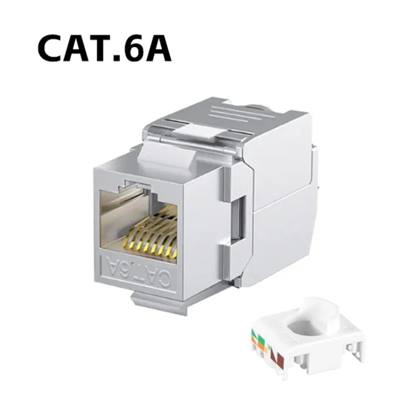 Clearance_CAT6A CAT7 RJ45 Keystone Shielded Slot FTP Zinc Alloy Module Connector Network Insert Tool-Free Coupler 10GB Internet