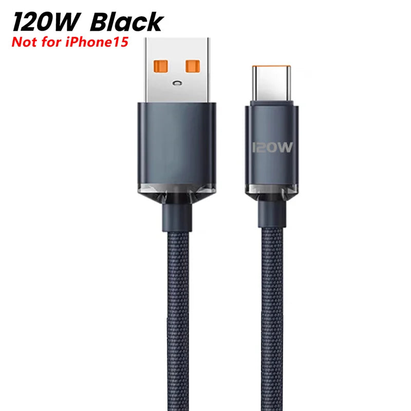 120W PD Type C Cable Super Fast Charger Cord Quick Charge USB C Cables Phone Charger For Samsung Xiaomi Huawei