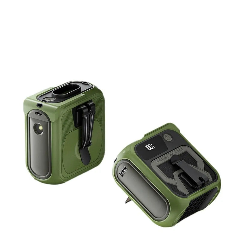 2025 new camping waist-mounted electric fan for students outdoor handheld portable USB charging waist-mounted leafless fan