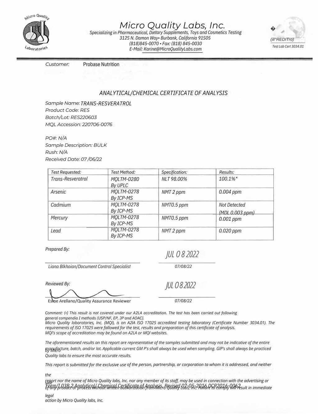 Resveratrol Supplement (Powder)